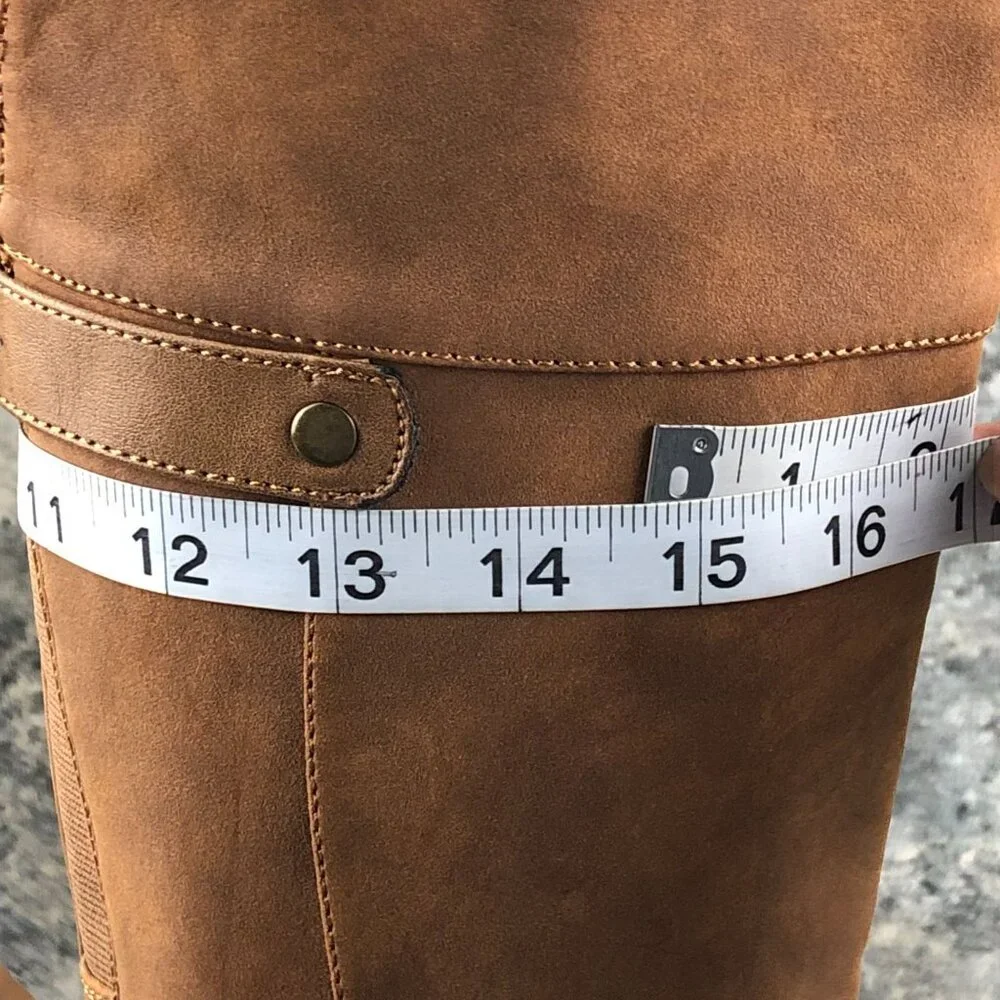 Jasmin Women's Size 6.5M Satisfy Brown Faux Leather Side Zip Over The Knee Boots